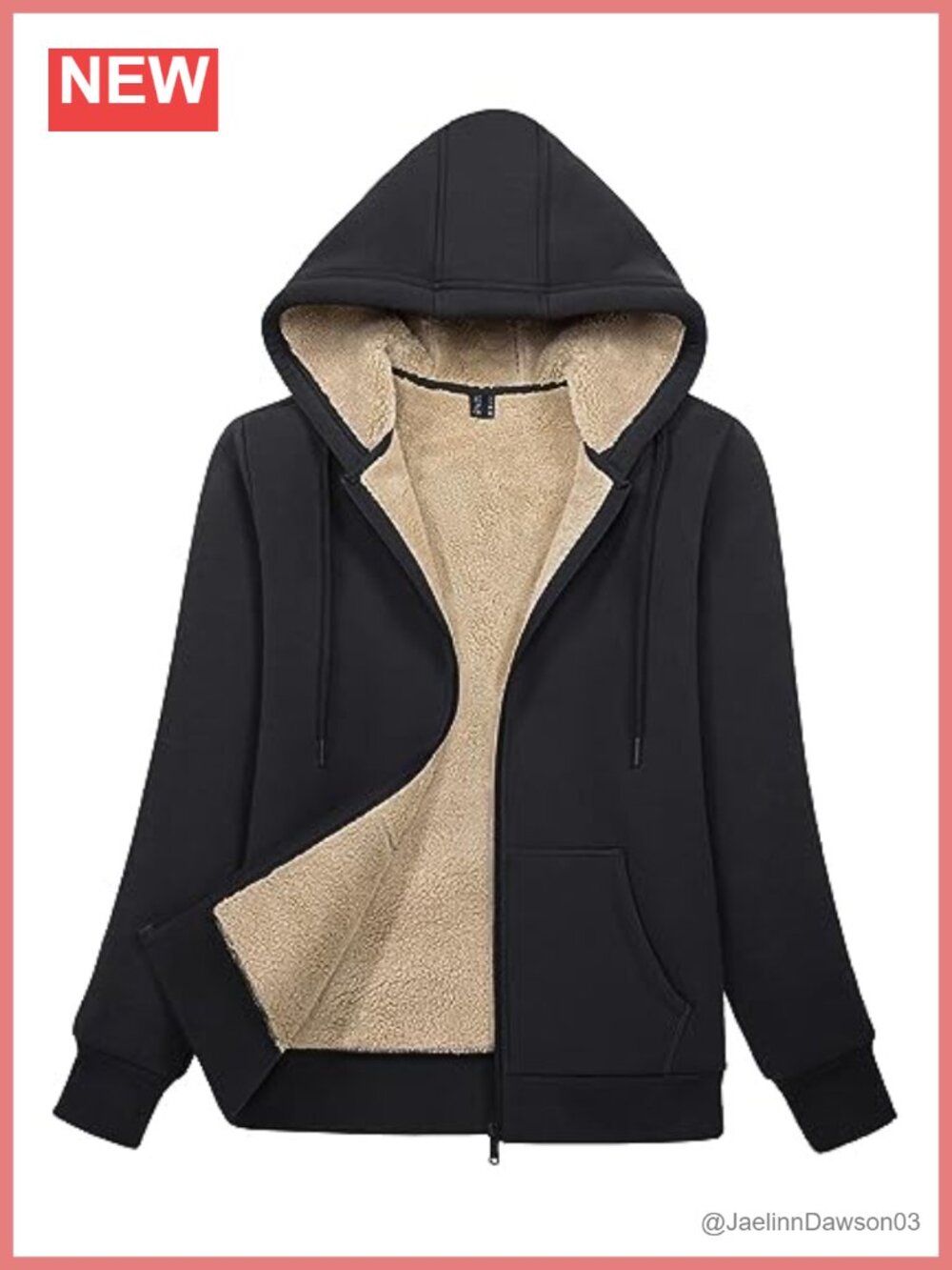 Sherpa Lined Full Zip Hoodie Winter Jacket with Pockets